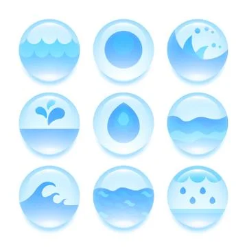 Set of abstract flat water icons Stock Illustration