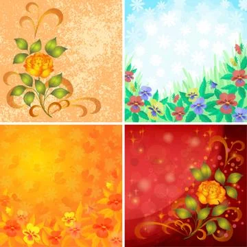 Set abstract floral backgrounds Stock Illustration