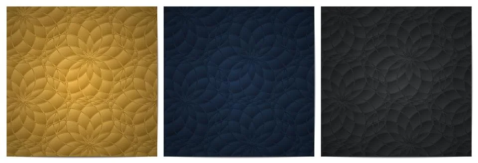 Set of abstract floral pattern of circle overlapping Stock Illustration