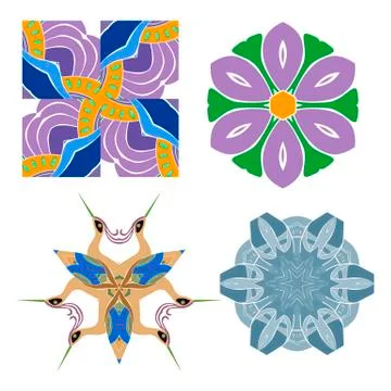 Set of abstract flower feminine pattern textiles Illustrazione stock