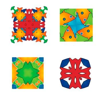 Set of abstract flower feminine pattern textiles Illustrazione stock