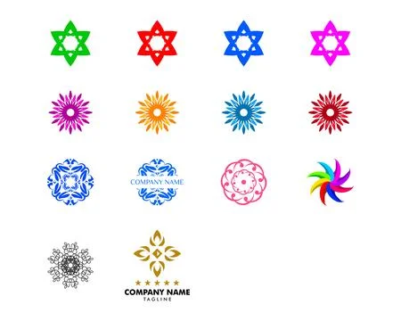 Set of Abstract flower logo icon vector design Stock Illustration