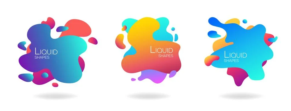 Set of abstract flowing liquid elements, colorful forms, dynamic geometric Stock Illustration