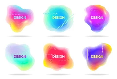 Set of abstract flowing liquid elements, colorful forms, dynamic geometric Stock Illustration