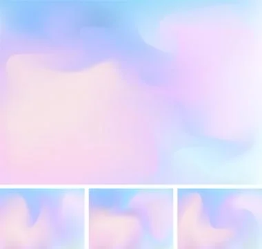 Set of abstract fluid or liquid gradient blue and pink mesh background. Styli Stock Illustration