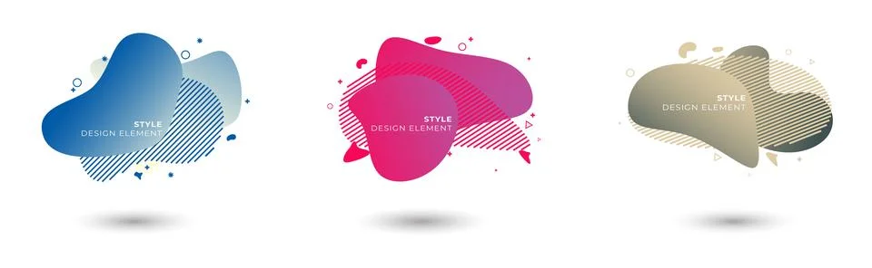 Set of abstract fluid shape design elements with colorful gradations Illustrazione stock