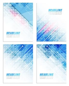 Set of abstract flyer or cover design with technological pattern for your bus Stock Illustration