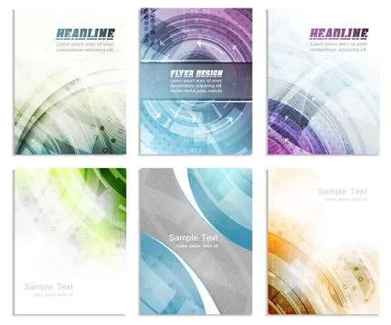 Set of abstract flyer template, magazine, brochure, cover design or corporate Stock Illustration