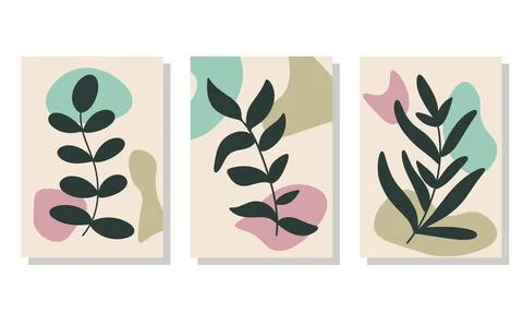 Set of abstract frames with foliage wall decor Illustrazione stock