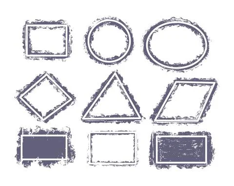 A set of abstract frames. Ink brushed frame templates. Isolated on white back Stock Illustration