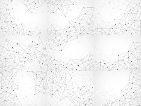 Set of abstract geometric backgrounds with connecting dots and lines. Modern Stock Illustration