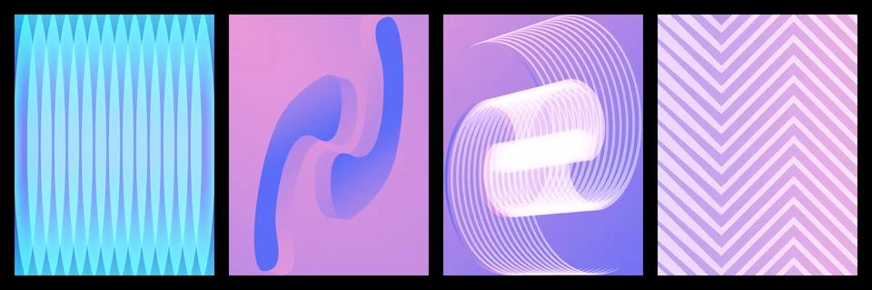Set of abstract geometric backgrounds with gradient shapes and linear pattern Illustrazione stock