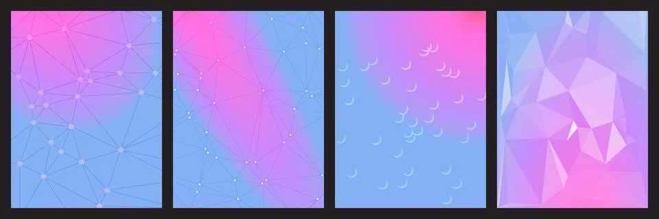 Set of abstract geometric backgrounds with soft pink and blue gradient Stock Illustration