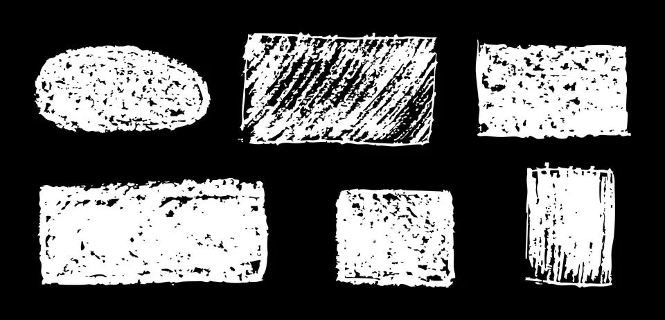 Set of abstract geometric basic shapes drawn with pastel white color or charcoal Illustrazione stock