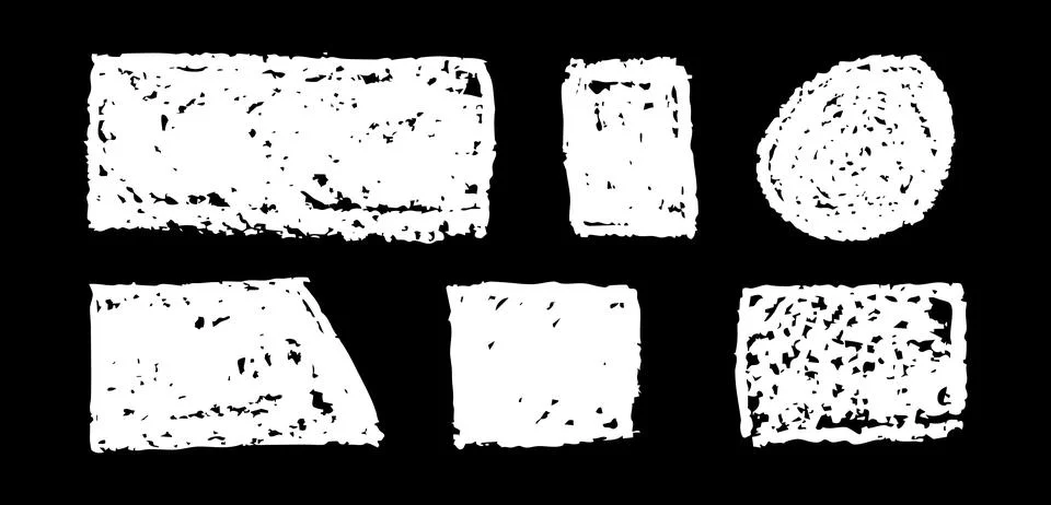 Set of abstract geometric basic shapes drawn with pastel white color or charcoal Stock Illustration