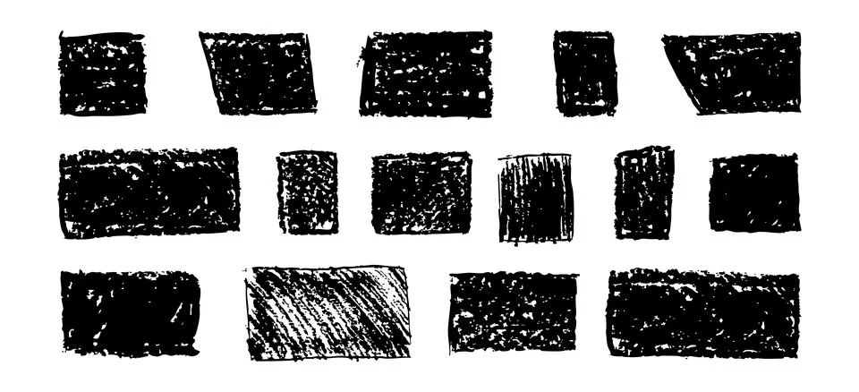 Set of abstract geometric basic shapes drawn with pastel black color or cha.. 스톡 일러스트