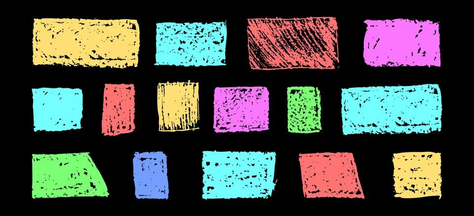 Set of abstract geometric basic shapes drawn with pastel colored charcoal. .. 스톡 일러스트