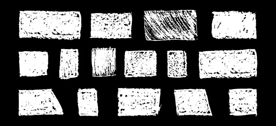 Set of abstract geometric basic shapes drawn with pastel white color or charcoal Stock Illustration