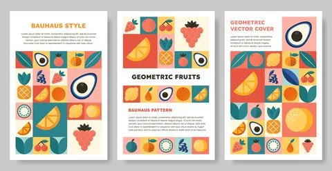 Set of abstract geometric Bauhaus pattern covers. Ilustración de archivo