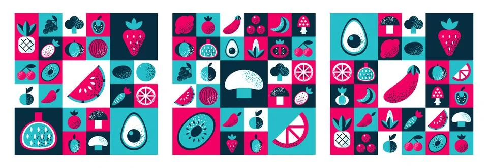 Set of abstract geometric Bauhaus pattern backgrounds. Stock Illustration