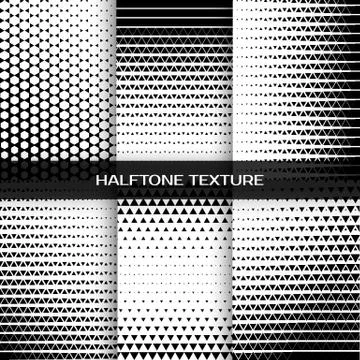 Set of abstract geometric black and white graphic design print halftone trian Stock Illustration