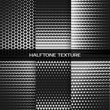 Set of abstract geometric black and white graphic design print halftone trian Stock Illustration