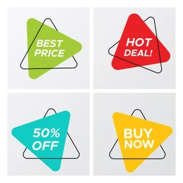 Set of abstract geometric bright triangle sale tag Stock Illustration