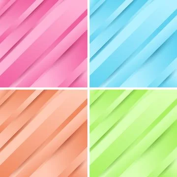 Set of abstract geometric diagonal pink, blue, green, beige gradient colors b Stock Illustration