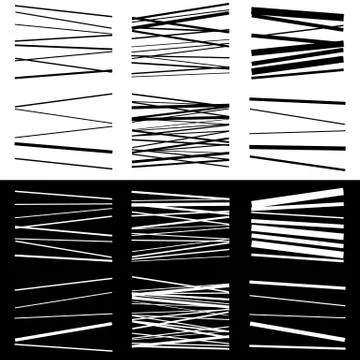 Set of abstract geometric elements with lines in black and white Stock Illustration