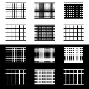 Set of abstract geometric elements with lines in black and white Illustrazione stock
