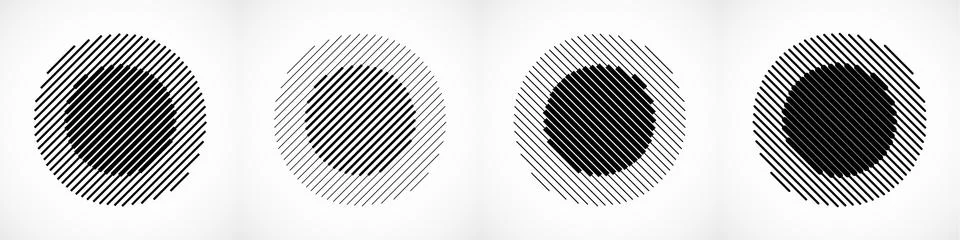 Set of abstract geometric logo with lines. Halftone circles for your design Stock Illustration