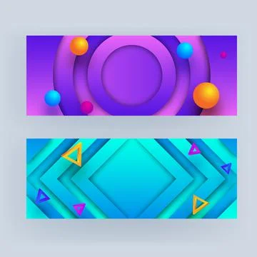 Set of Abstract geometric pattern background with 3d elements. Stock Illustration
