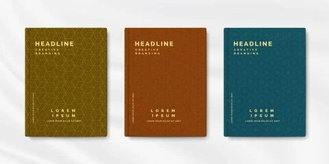 Set of abstract geometric pattern book cover template background design Stock Illustration
