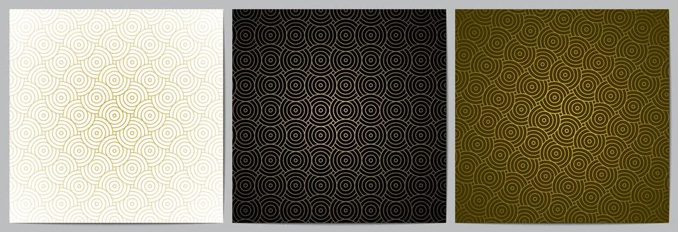 Set of abstract geometric pattern circle overlapping luxury traditional backg Stock Illustration