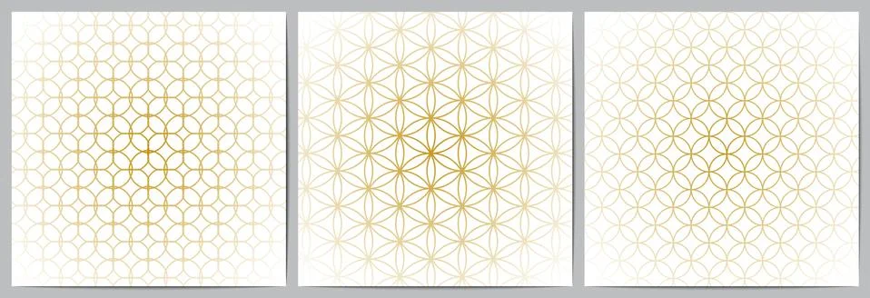 Set of abstract geometric pattern circle overlapping on white background Illustrazione stock