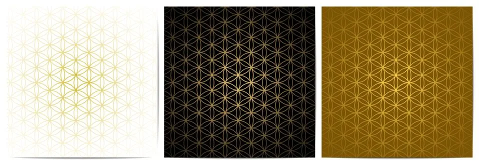 Set of abstract geometric pattern circle overlapping floral design Stock Illustration