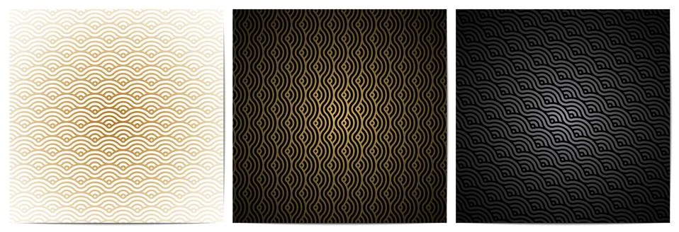 Set of abstract geometric pattern circle overlapping. Luxury traditional back Stock Illustration