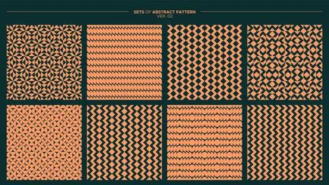 Set of abstract geometric pattern design. Modern line shape geometric pattern. Stock Illustration
