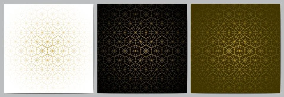 Set of abstract geometric pattern with golden lines luxury of black,white,and Stock Illustration
