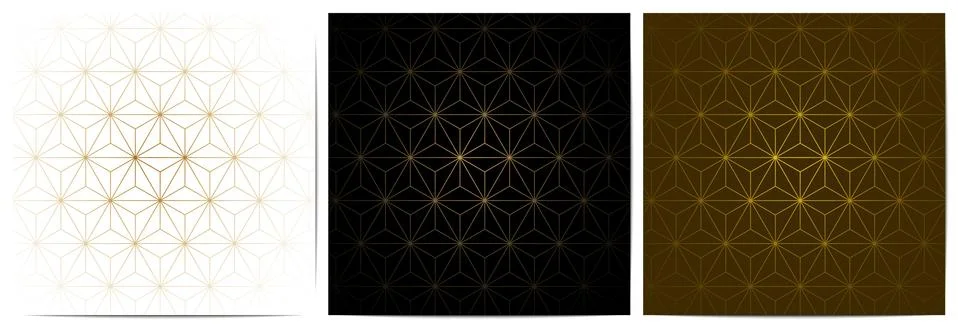 Set of abstract geometric pattern luxury background with gold lines and polyg Stock Illustration