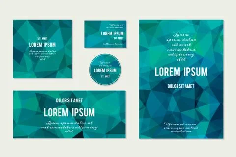 Set of Abstract Geometric Polygonal Backgrounds Stock Illustration