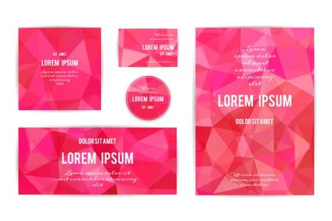 Set of Abstract Geometric Polygonal Backgrounds Stock Illustration