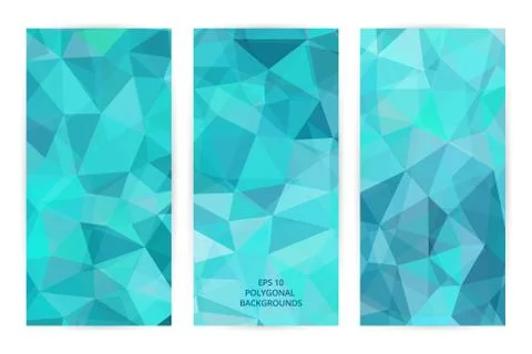 Set of Abstract Geometric Polygonal Backgrounds Stock Illustration