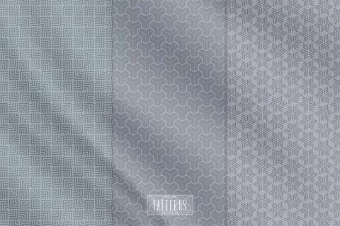 Set of abstract geometric seamless pattern traditional with silk fabric textu Stock Illustration