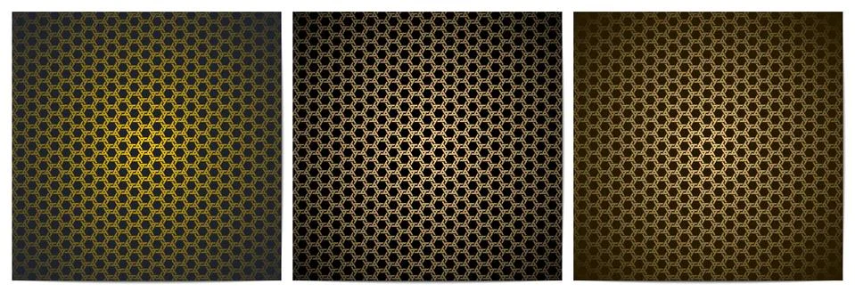 Set of abstract geometric seamless pattern with golden polygon. Stock Illustration