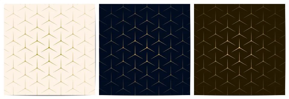 Set of abstract geometric seamless pattern with golden lines luxury of dark n Stock Illustration