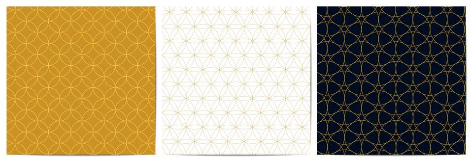 Set of abstract geometric seamless pattern circle overlapping luxury of gold  イラスト素材