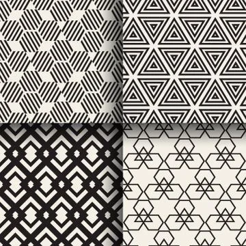 Set of abstract geometric seamless patterns Stock Illustration