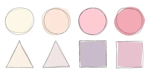 Set of Abstract Geometric Shape Background Elements of Circle, Rectangle an.. Illustrazione stock