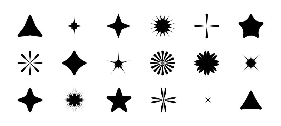 Set Abstract geometric Shapes, Flashes. Star, explosion, Glitter. Collection Illustrazione stock